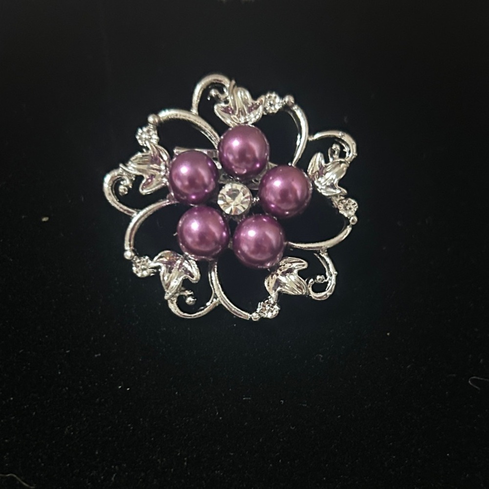 NWOT Elegant Silver-tone and Purple Brooch
